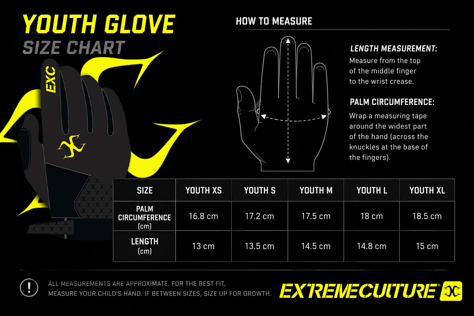 Extreme Culture® EXC Edition - EnduroV4 Youth Gloves - Black / Yellow